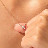 0.40 CT Marquise Moissanite Diamond Clover Pendant Necklace in Solid Gold 4