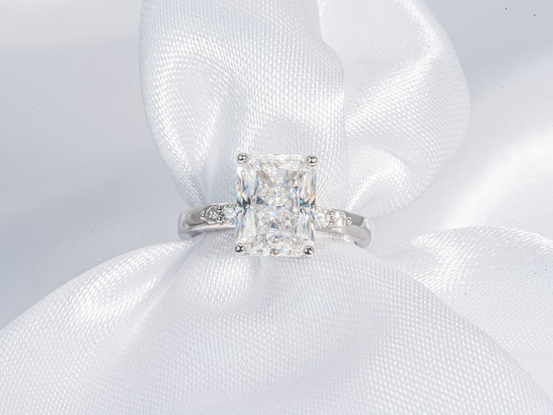 Stunning 3.0 CT Radiant Cut Moissanite Engagement Ring with Pave Design 4