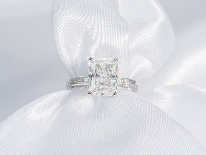 Stunning 3.0 CT Radiant Cut Moissanite Engagement Ring with Pave Design 4