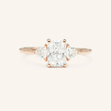 Stunning 1 CT Radiant Moissanite Engagement Ring With Three Stone Design 4