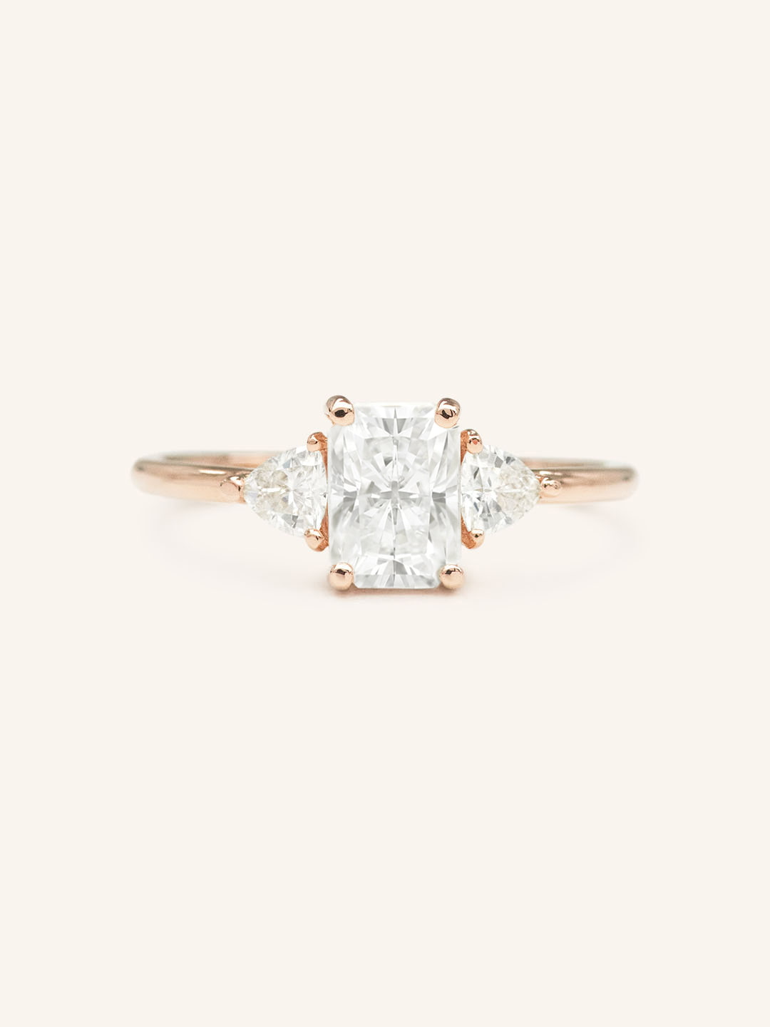 Stunning 1 CT Radiant Moissanite Engagement Ring With Three Stone Design 4