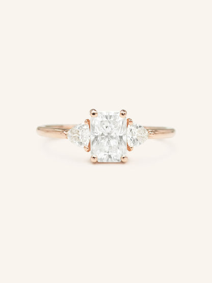 Stunning 1 CT Radiant Moissanite Engagement Ring With Three Stone Design 4
