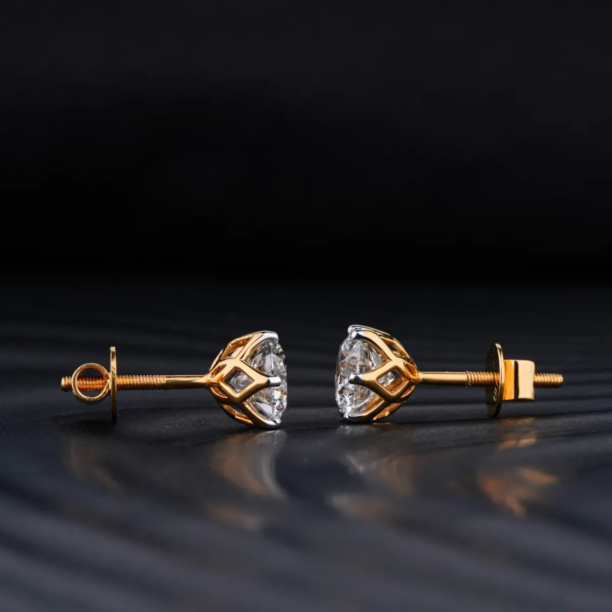 0.50 TCW Round, Pear & Emerald Cut Moissanite Drop Earrings in Gold 2