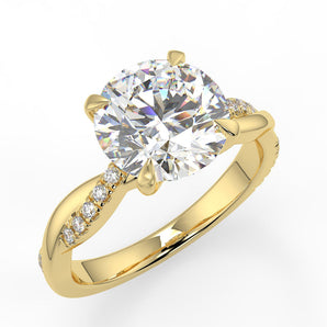 Stunning 2.0 CT Round Moissanite Engagement Ring with Twisted Pave Design