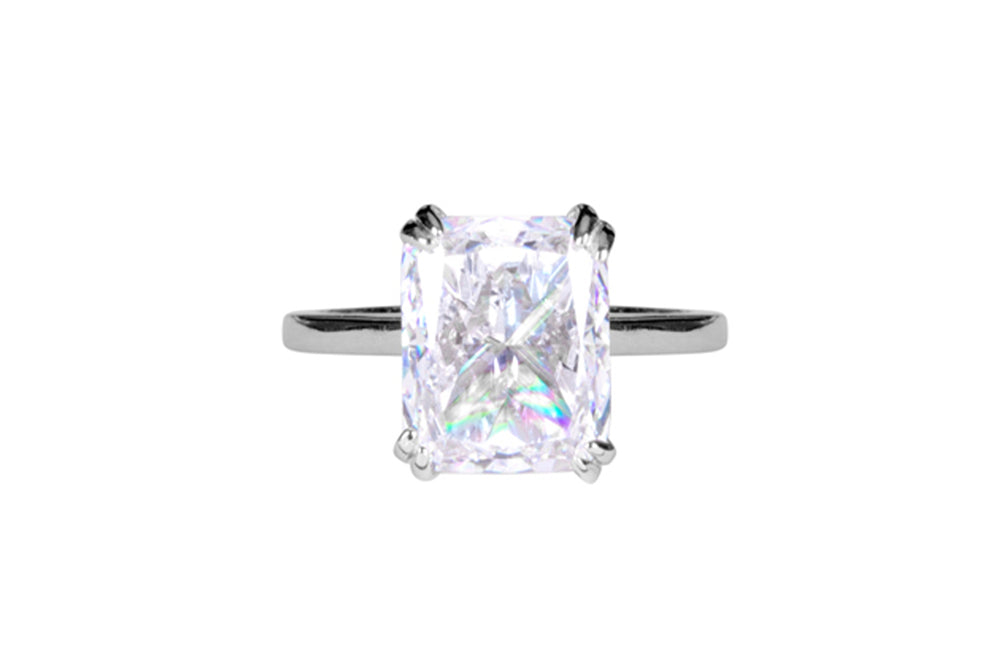 Radiant Cut Solitaire Style Cubic Zirconia in 925 Sterling Silver Ring 4