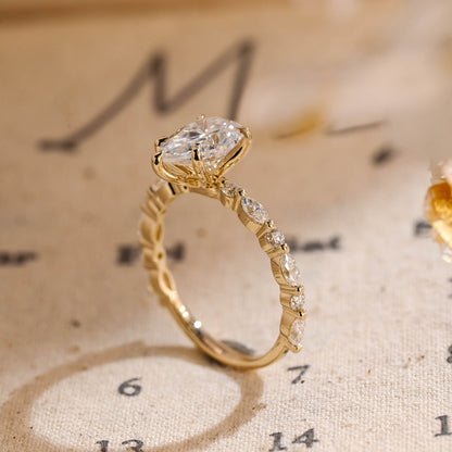 Stunning 4.0 CT Pear Moissanite Engagement Ring with Pave Design 7