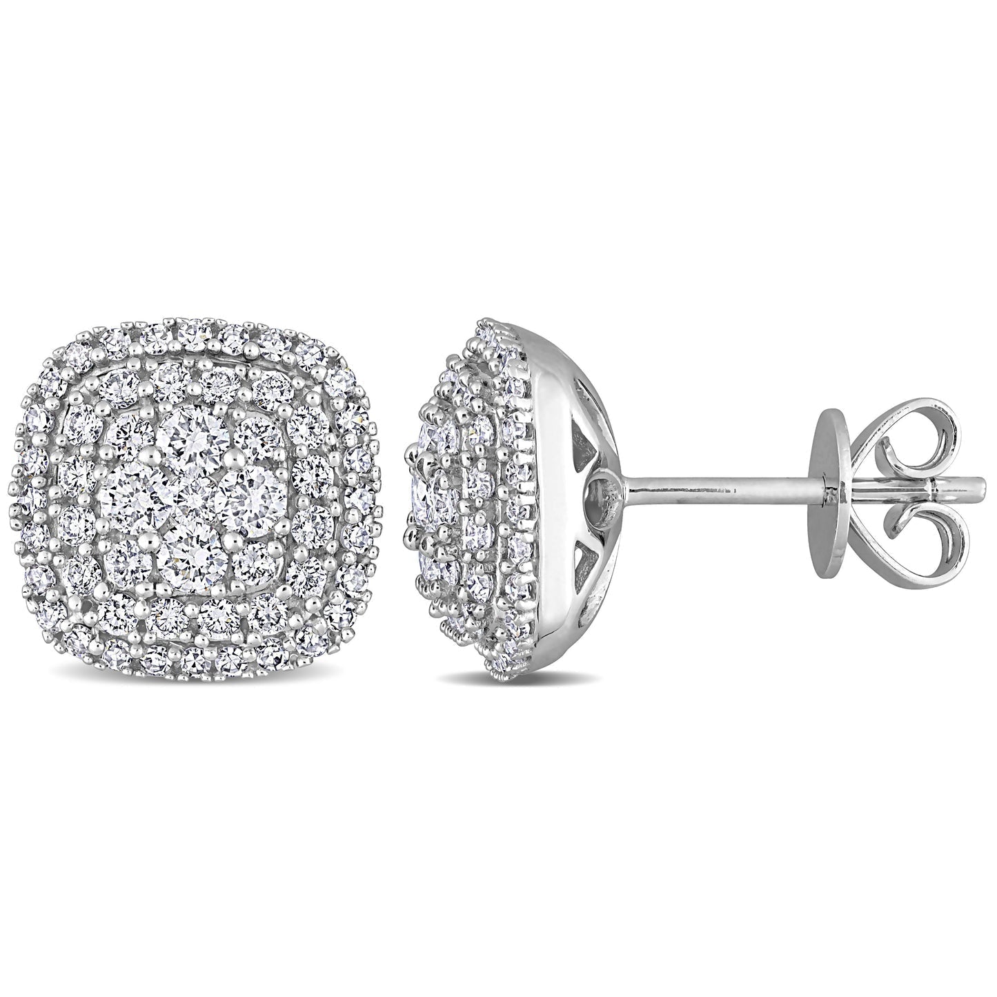 Round Cut Cubic Zirconia in 925 Sterling Silver Earrings 1