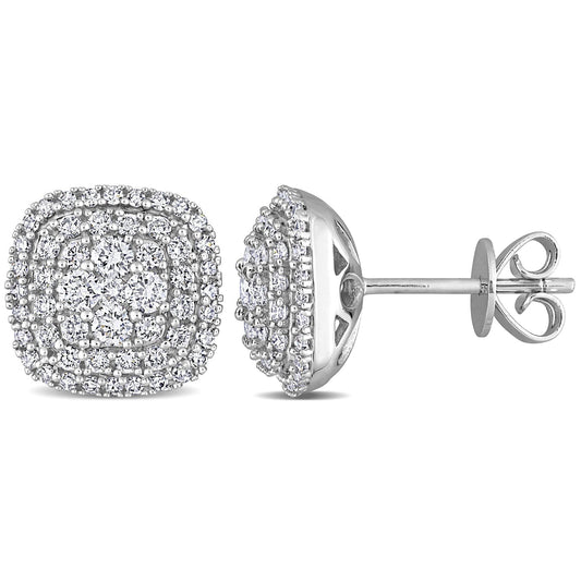 Round Cut Cubic Zirconia in 925 Sterling Silver Earrings 1