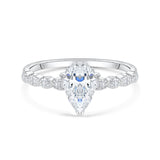Stunning 1.5 CT Pear Moissanite Engagement Ring Pave Design 1