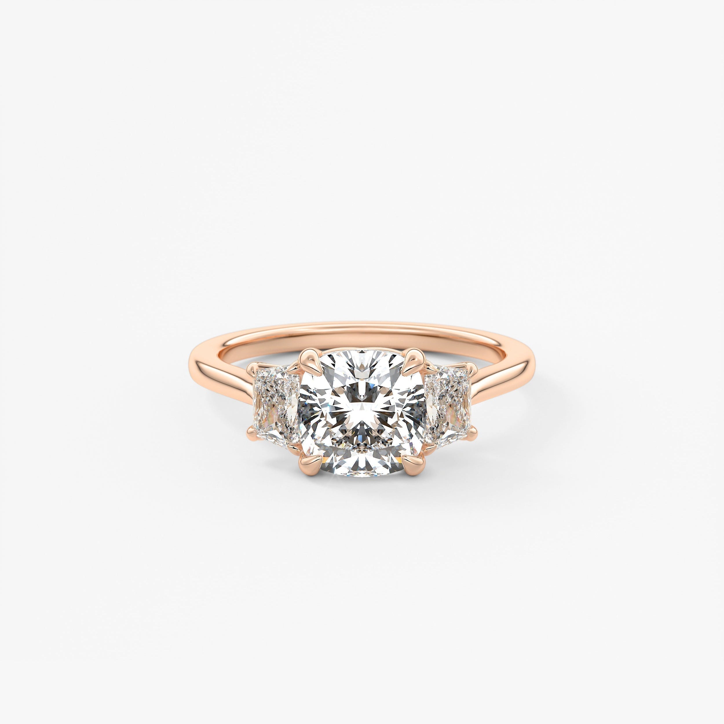 Cushion Three Stone Lab Grown Diamond Engagement Ring