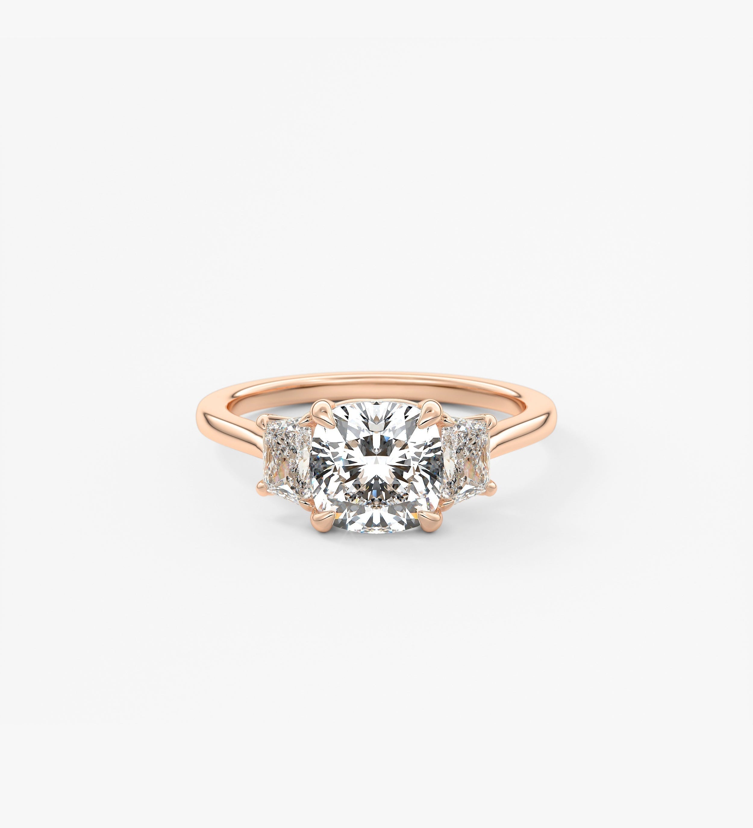 Cushion Three Stone Lab Grown Diamond Engagement Ring