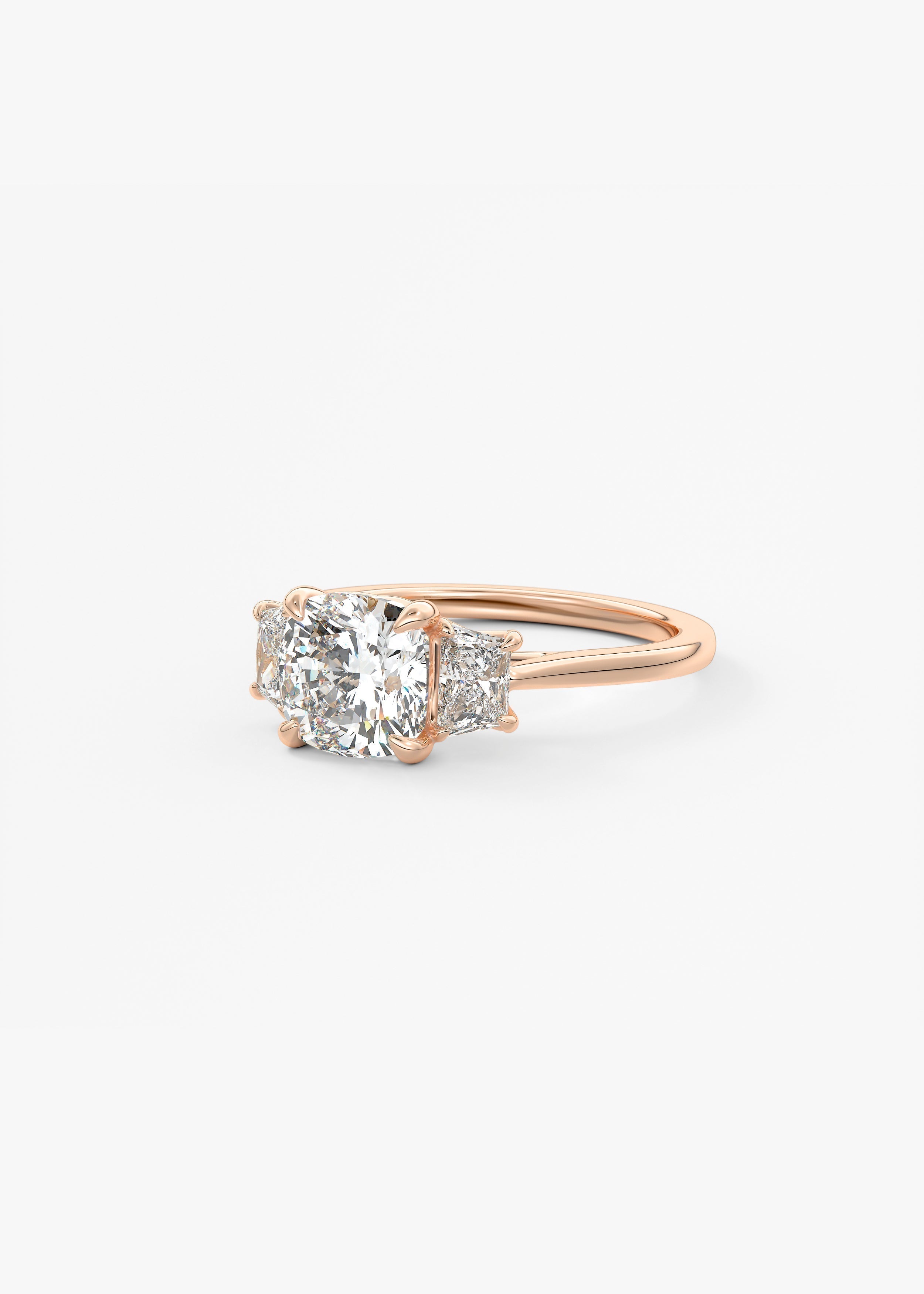 Cushion Three Stone Lab Grown Diamond Engagement Ring