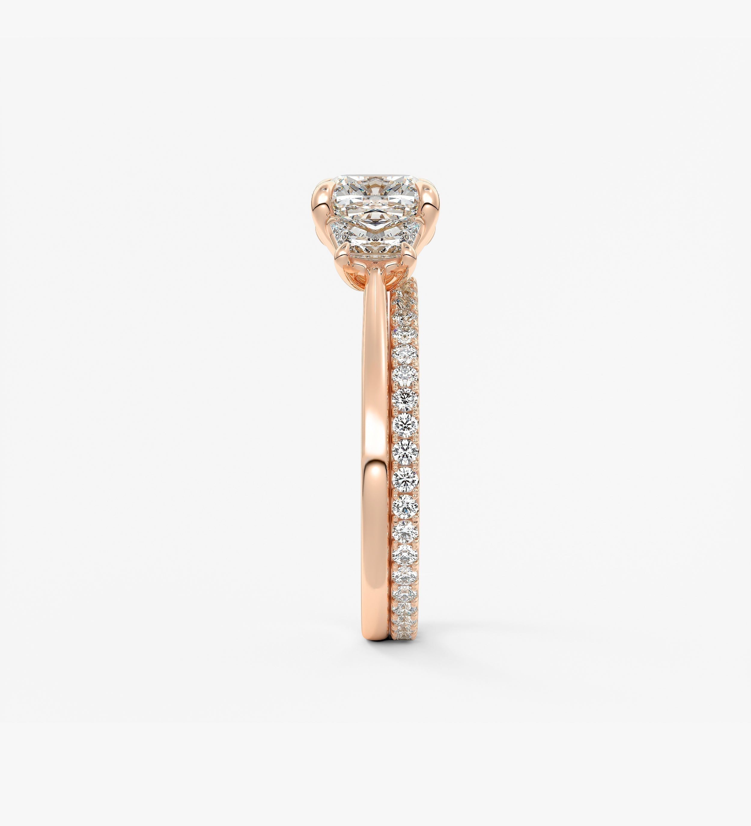 Cushion Three Stone Lab Grown Diamond Engagement Ring