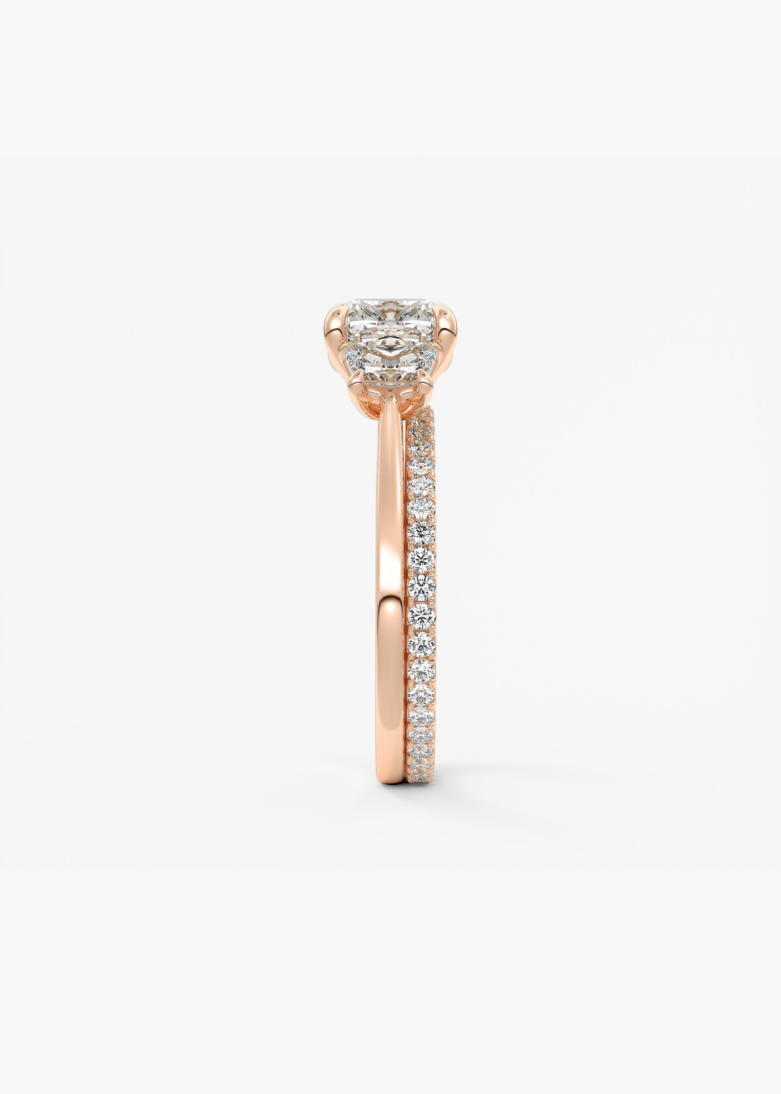Cushion Three Stone Lab Grown Diamond Engagement Ring