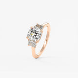 Cushion Three Stone Lab Grown Diamond Engagement Ring