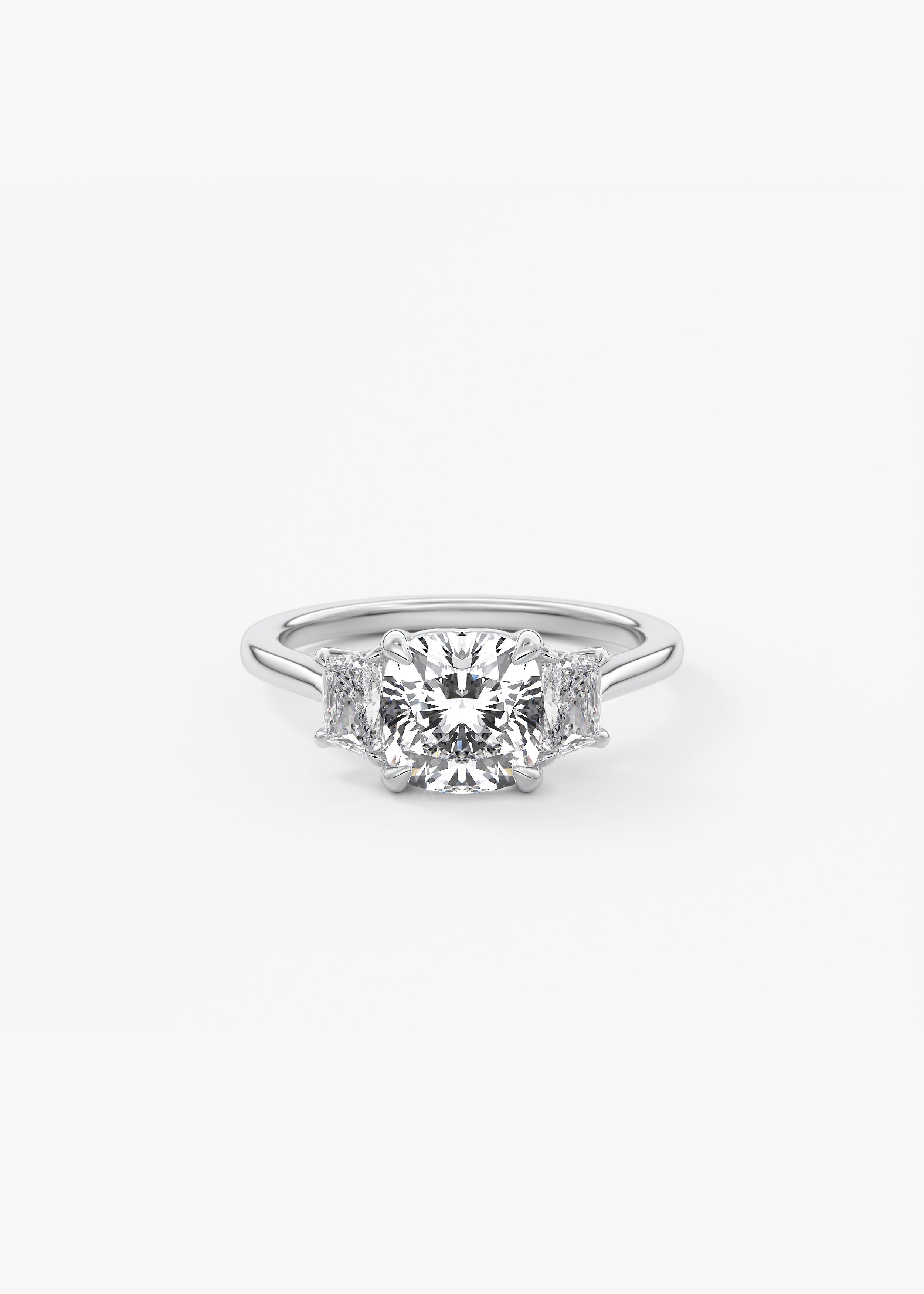 Cushion Three Stone Lab Grown Diamond Engagement Ring