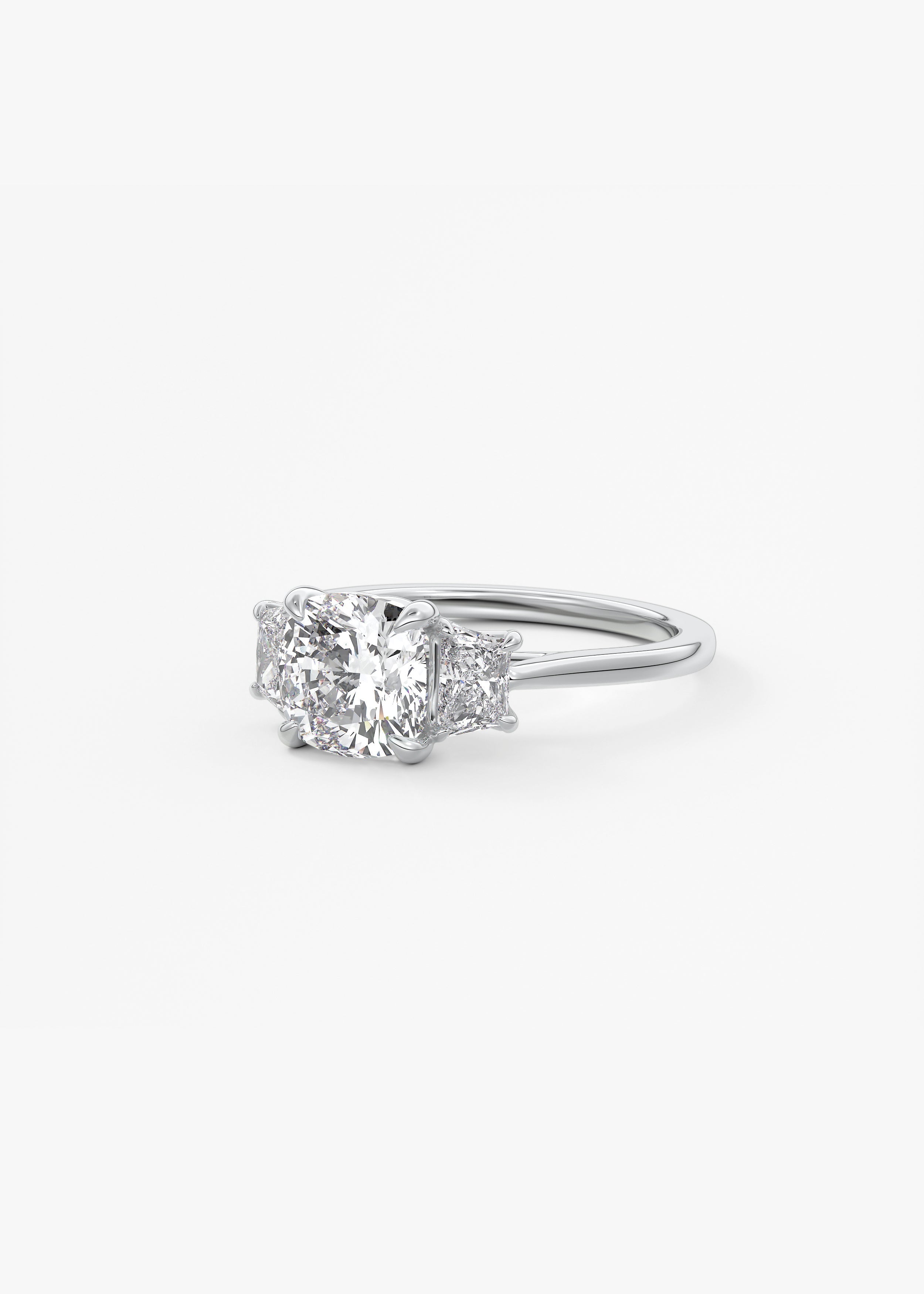 Cushion Three Stone Lab Grown Diamond Engagement Ring
