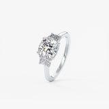 Cushion Three Stone Lab Grown Diamond Engagement Ring