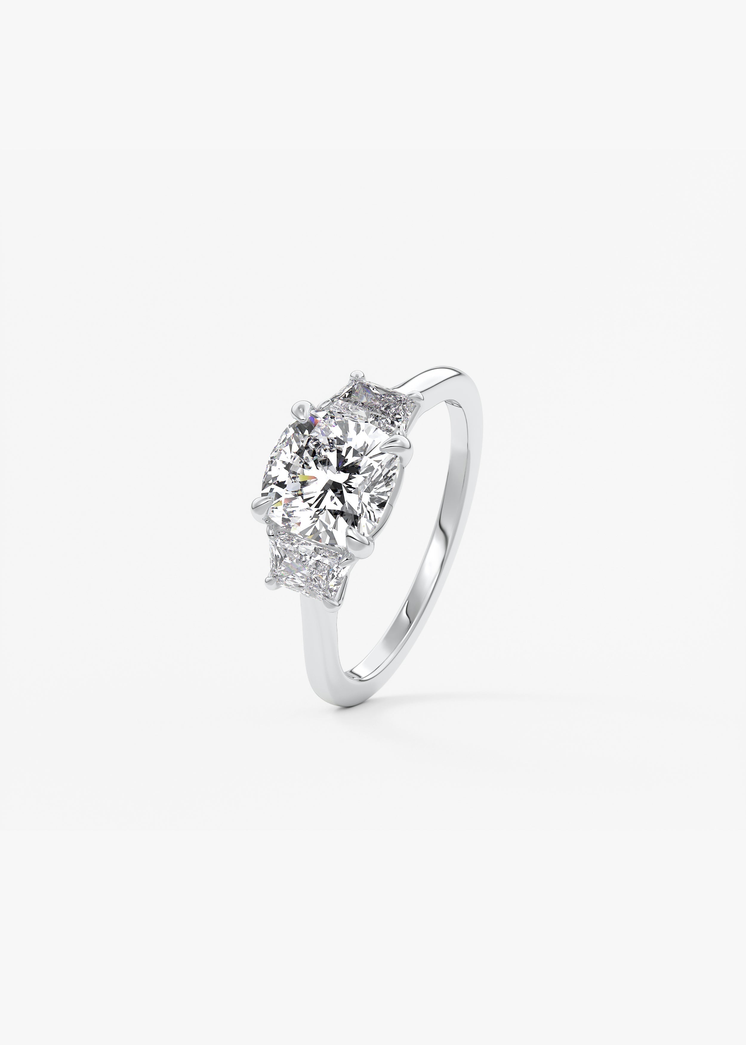 Cushion Three Stone Lab Grown Diamond Engagement Ring