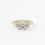 Cushion Three Stone Lab Grown Diamond Engagement Ring