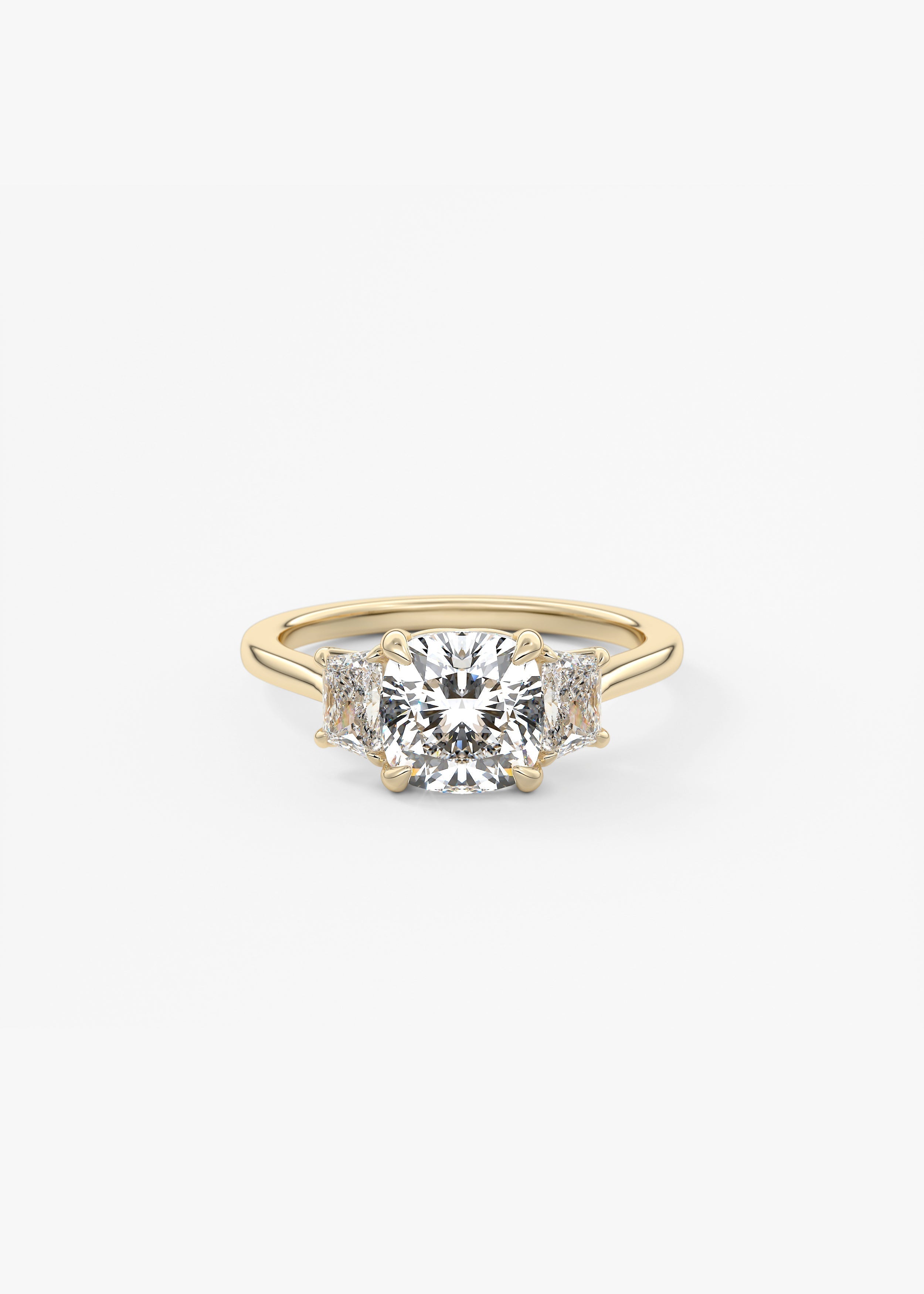Cushion Three Stone Lab Grown Diamond Engagement Ring