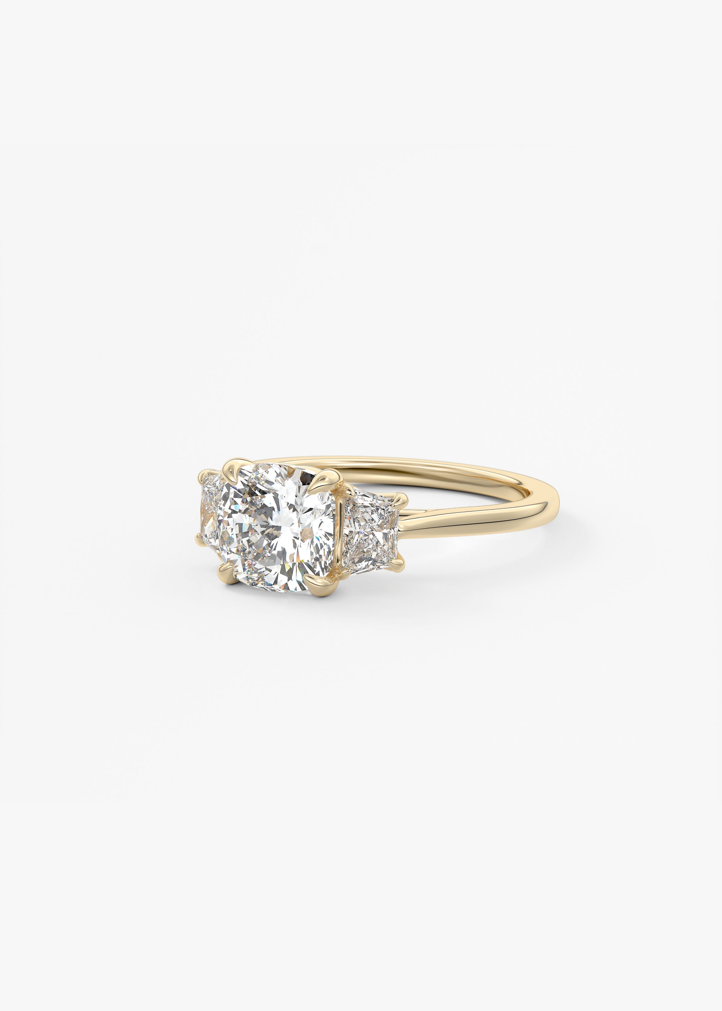 Cushion Three Stone Lab Grown Diamond Engagement Ring