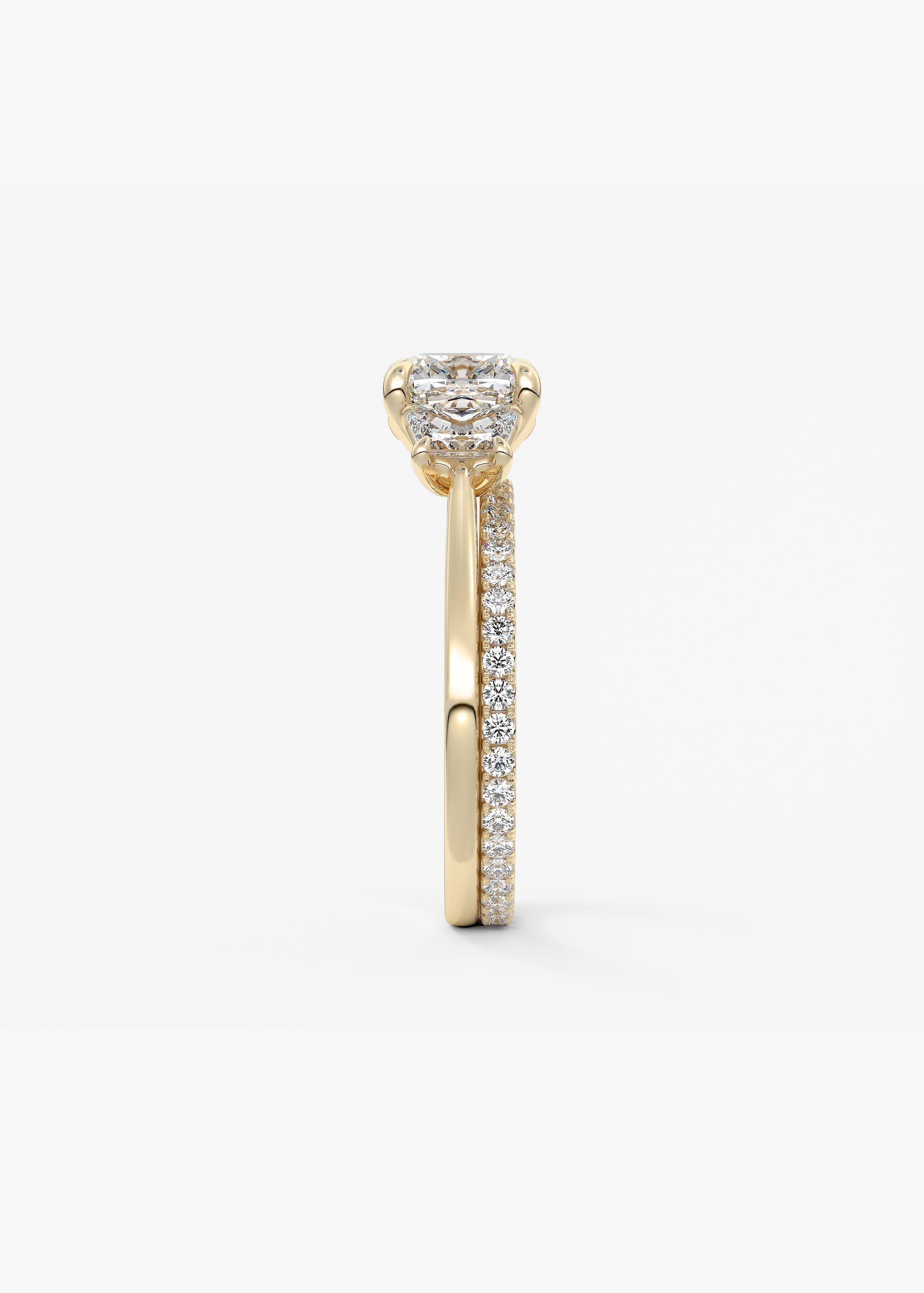 Cushion Three Stone Lab Grown Diamond Engagement Ring