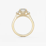 Cushion Three Stone Lab Grown Diamond Engagement Ring