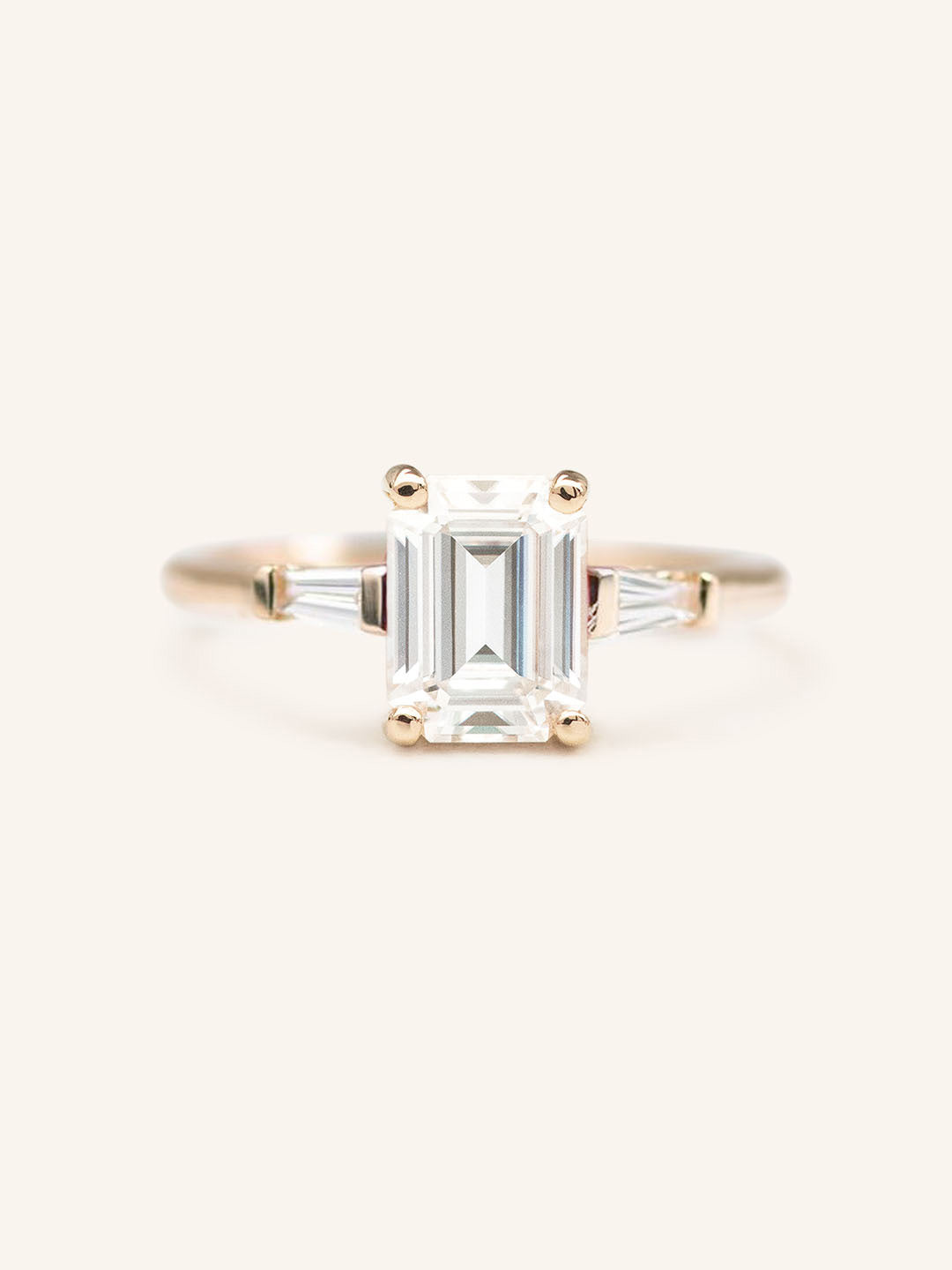 Stunning 1 CT Emerald Moissanite Engagement Ring With Three Stone Design 3