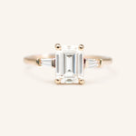 Stunning 1 CT Emerald Moissanite Engagement Ring With Three Stone Design 3