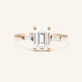 Stunning 1 CT Emerald Moissanite Engagement Ring With Three Stone Design 3