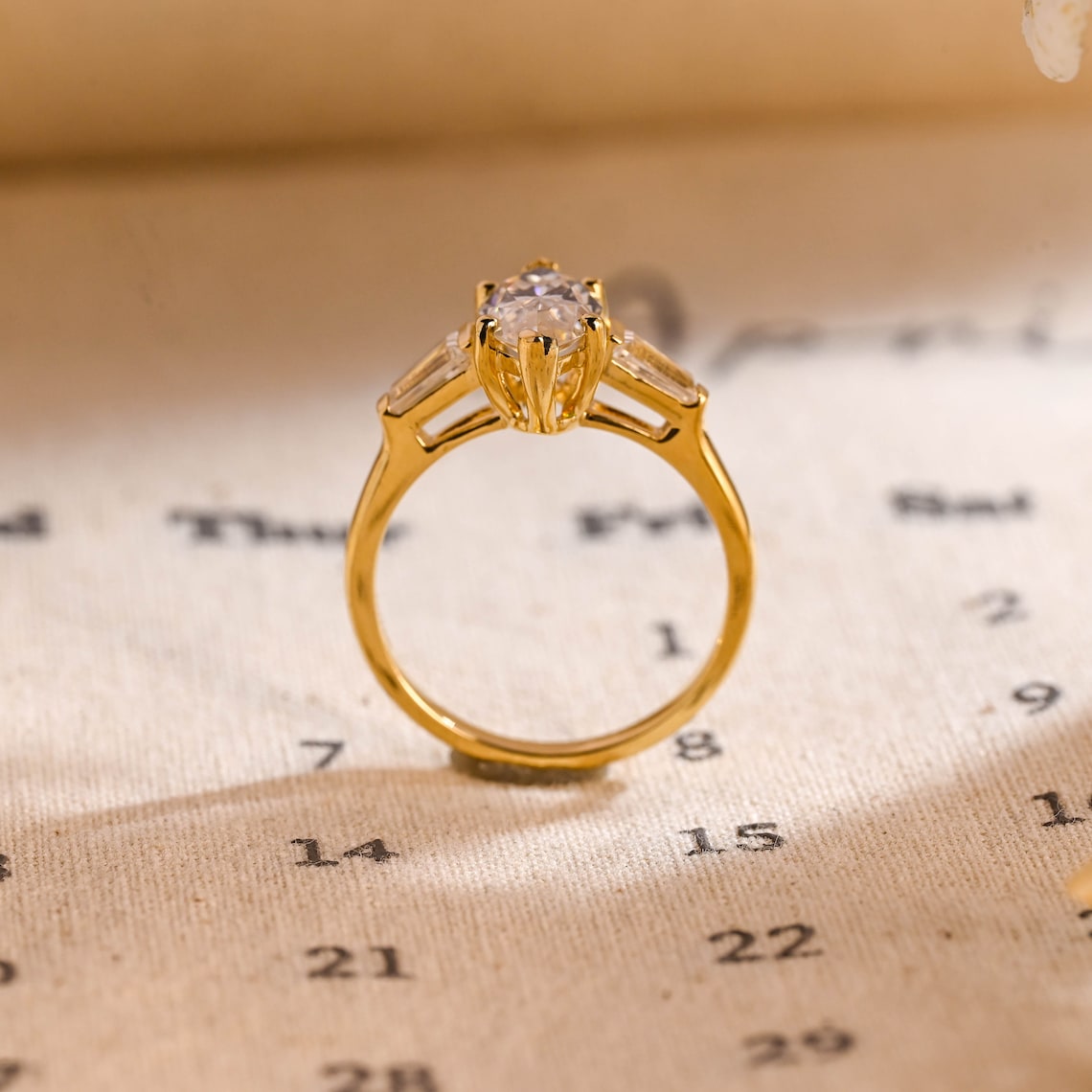 Stunning 3.0 CT Marquise Moissanite Engagement Ring with 3 Stones Design 6