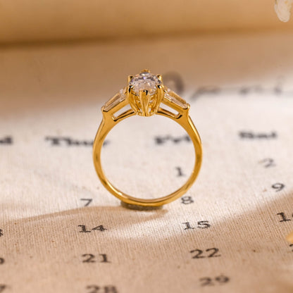 Stunning 3.0 CT Marquise Moissanite Engagement Ring with 3 Stones Design 6