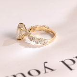 Stunning 1.0 - 2.0 CT Radiant Moissanite Engagement Ring with Pave & Hidden Halo Design 9