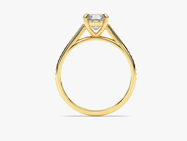 Stunning 1.0 CT Round Moissanite Engagement Ring with Pave Design 3