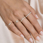 Stunning 0.23 TCW Round & Baguette Moissanite Stones Half Eternity Wedding Bands 5