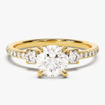 Stunning 1.0 CT Round Moissanite Engagement Ring with Three Stone & Pave Design 1