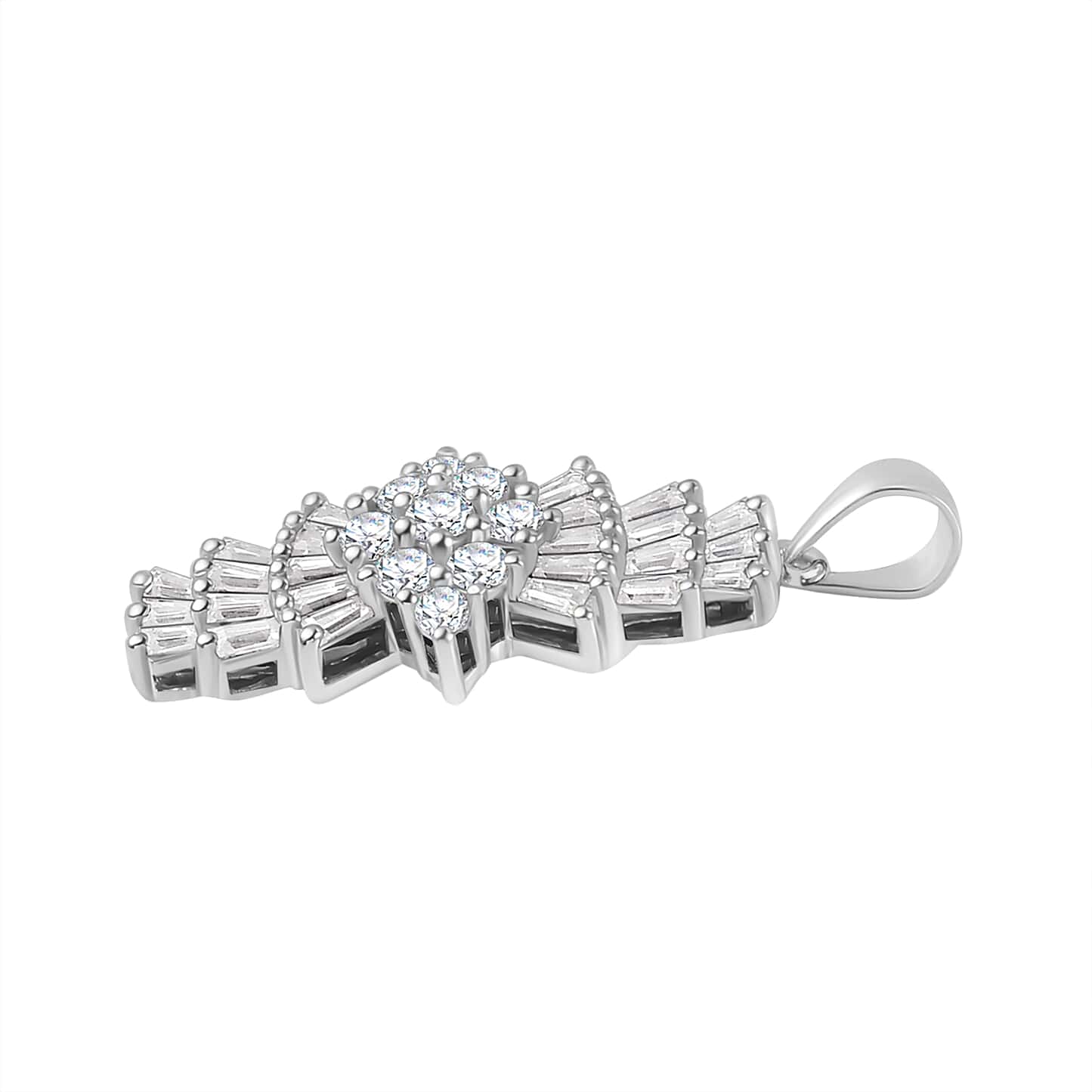 Round Cut Cubic Zirconia in 925 Sterling Silver Necklace 4