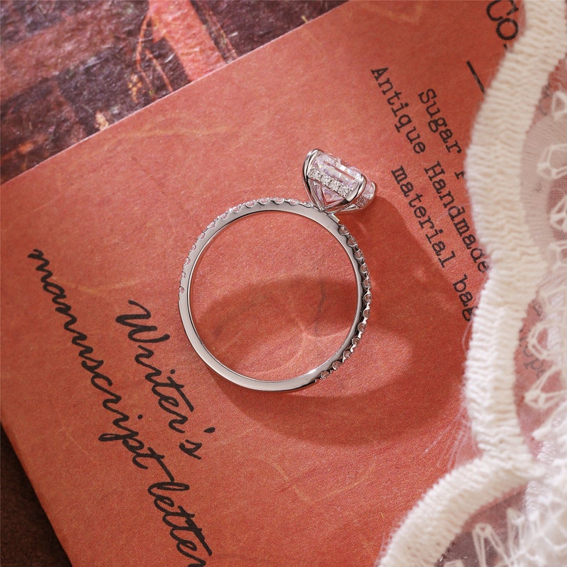 Stunning 4.0 CT Radiant Moissanite Engagement Ring with Pave Design 4