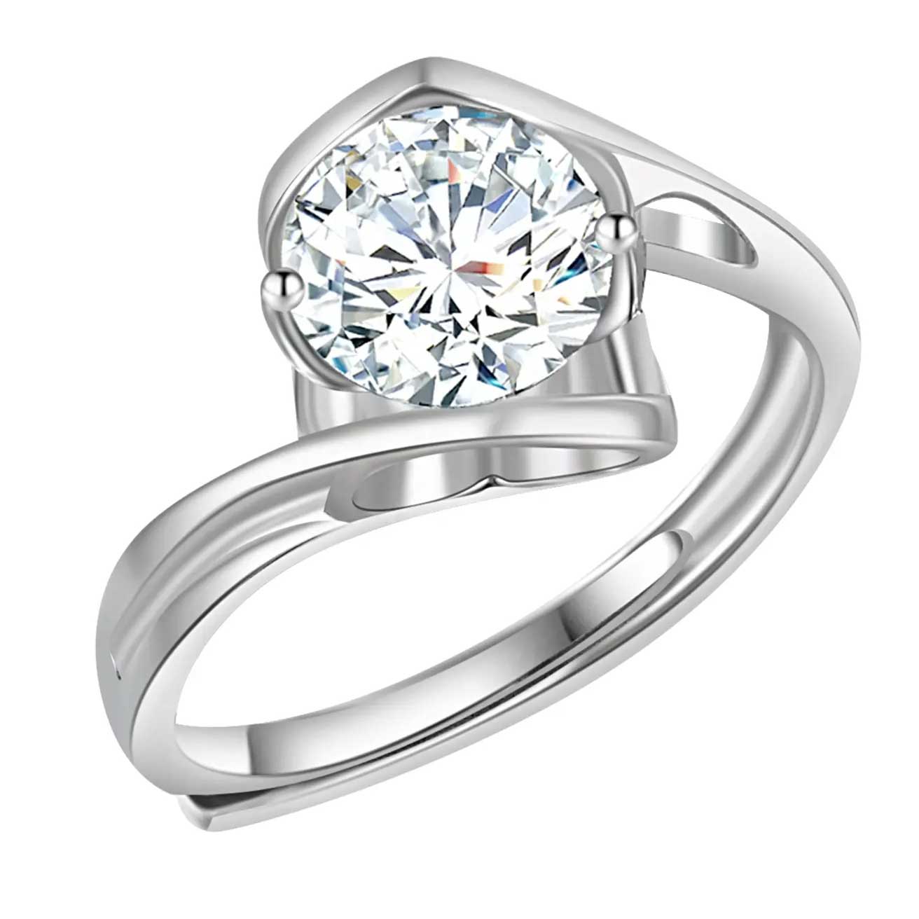 Round Cut Swirl StyleCubic Zirconia in 925 Sterling Silver Ring 2