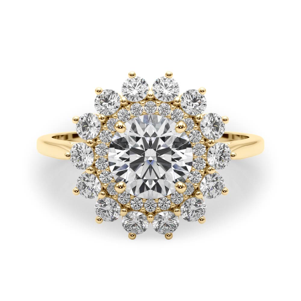 Stunning 1.0-2.0 CT Round Moissanite Engagement Ring with Double Halo Design 1