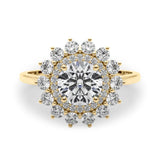 Stunning 1.0-2.0 CT Round Moissanite Engagement Ring with Double Halo Design 1