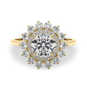 Stunning 1.0-2.0 CT Round Moissanite Engagement Ring with Double Halo Design