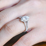 Stunning 1.0 CT Marquise Cut Moissanite Engagement Ring with Halo Split Shank Pave Design 10