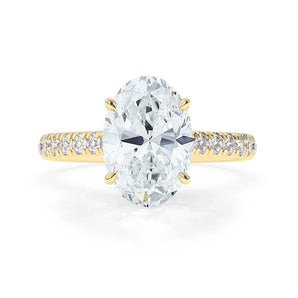 Stunning 3.0 CT Oval Moissanite Engagement Ring with Double Hidden Halo & Pave Design