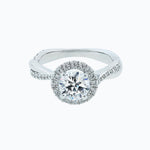 1.0 CT Round Halo & Twisted Pave CVD F/VS2 Diamond Engagement Ring 1