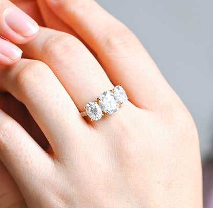 Stunning 3.0 CT Oval Moissanite Engagement Ring with 3 Stones Design 8