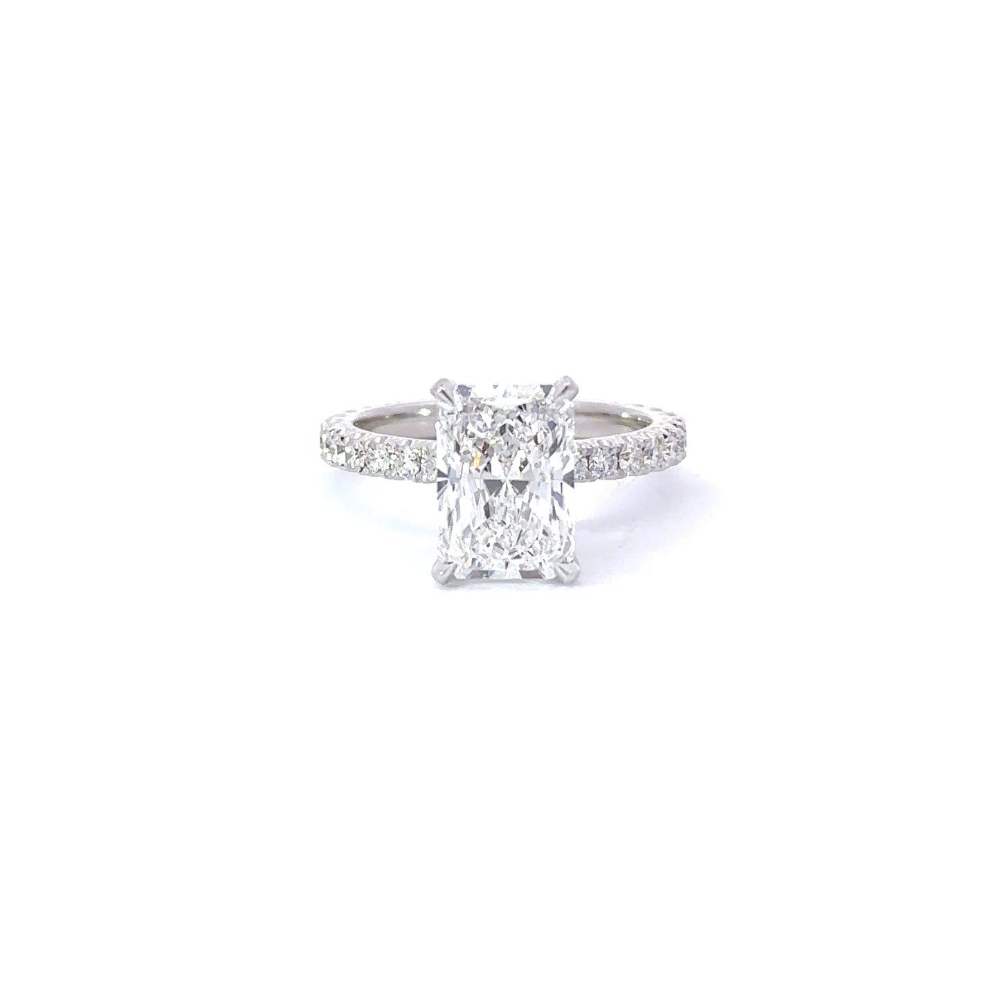 Stunning 3.0 CT Radiant Cut Moissanite Engagement Ring with Hidden Halo & Pave Design 4