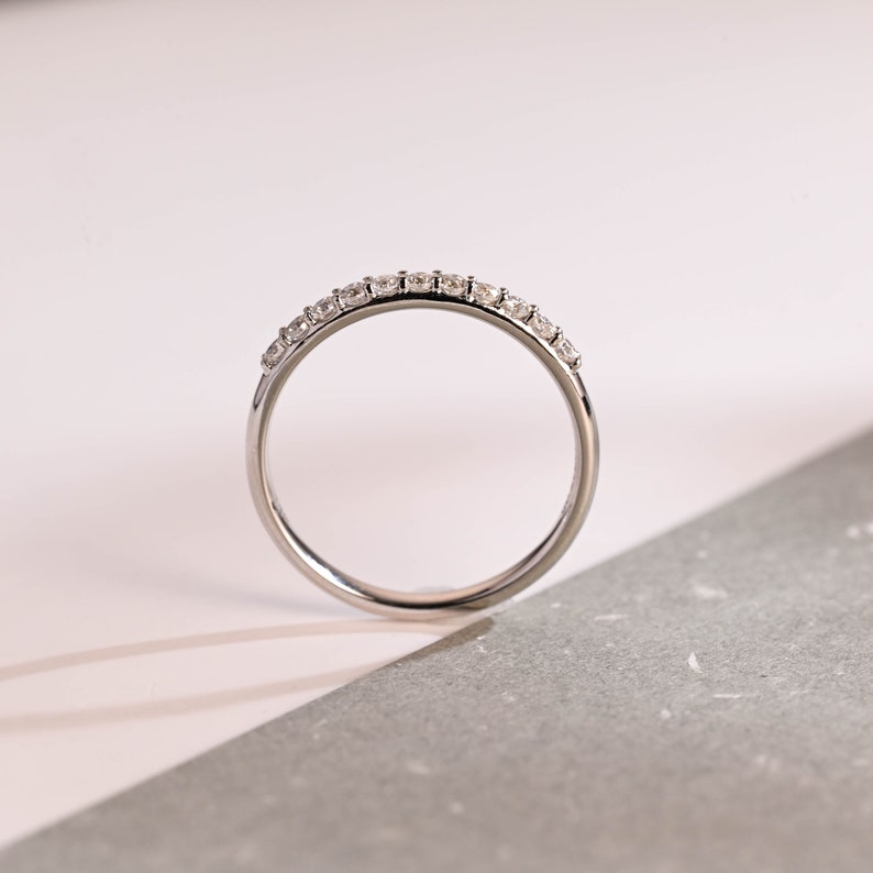 Stunning 0.2 TCW Round Moissanite Stones Half Eternity Wedding Bands 9