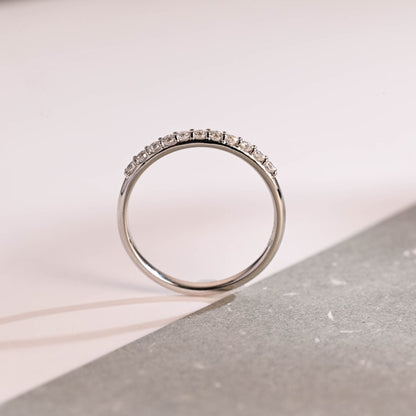 Stunning 0.2 TCW Round Moissanite Stones Half Eternity Wedding Bands 9
